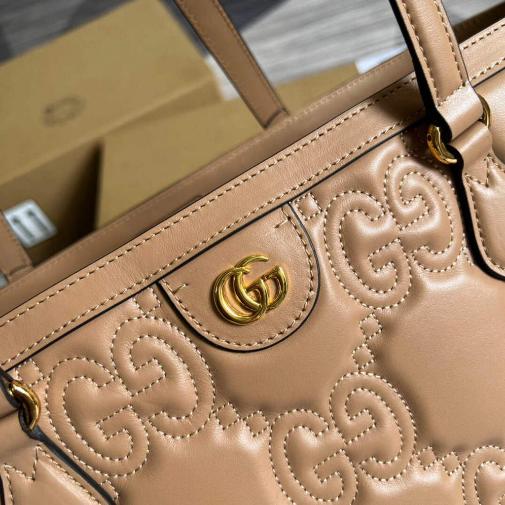 Gucci 631685 GG matelass¨¦ leather medium tote Bag Beige