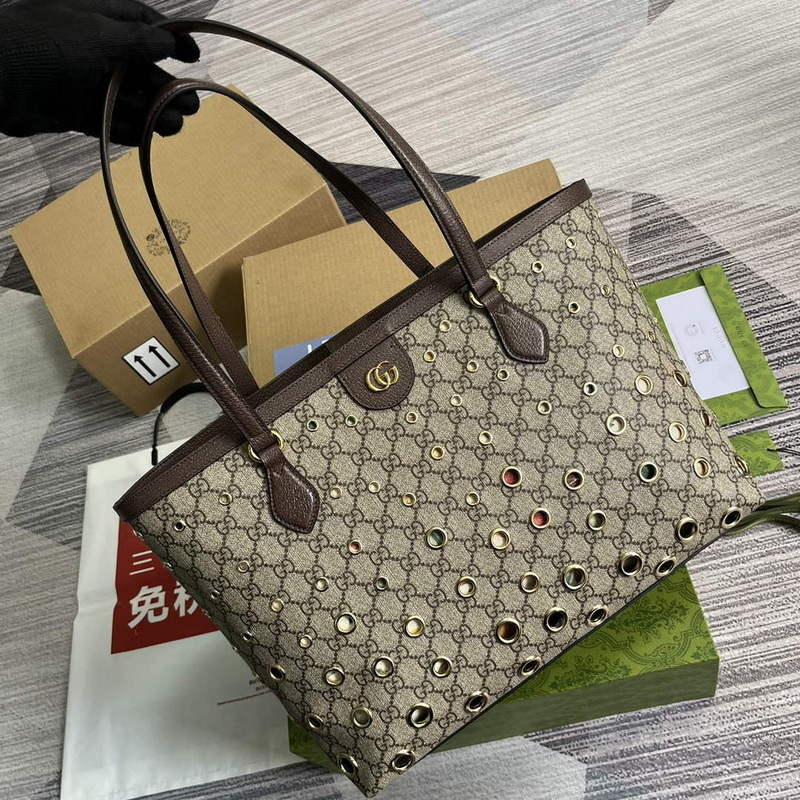 Gucci 631685 Ophidia GG medium tote brown