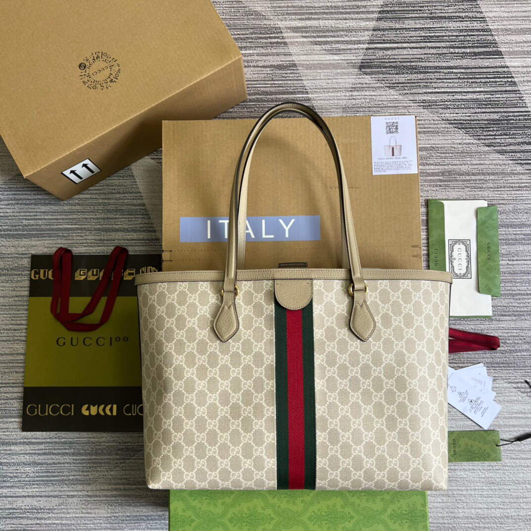 Gucci 631685 Ophidia Medium GG Tote Beige
