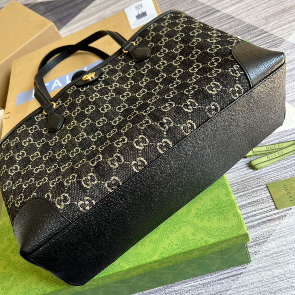 Gucci 631685 Ophidia Medium Tote With Web Black