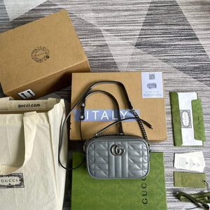 Gucci 634936 GG Marmont Mini Shoulder Bag Gray - Default Title - View 1