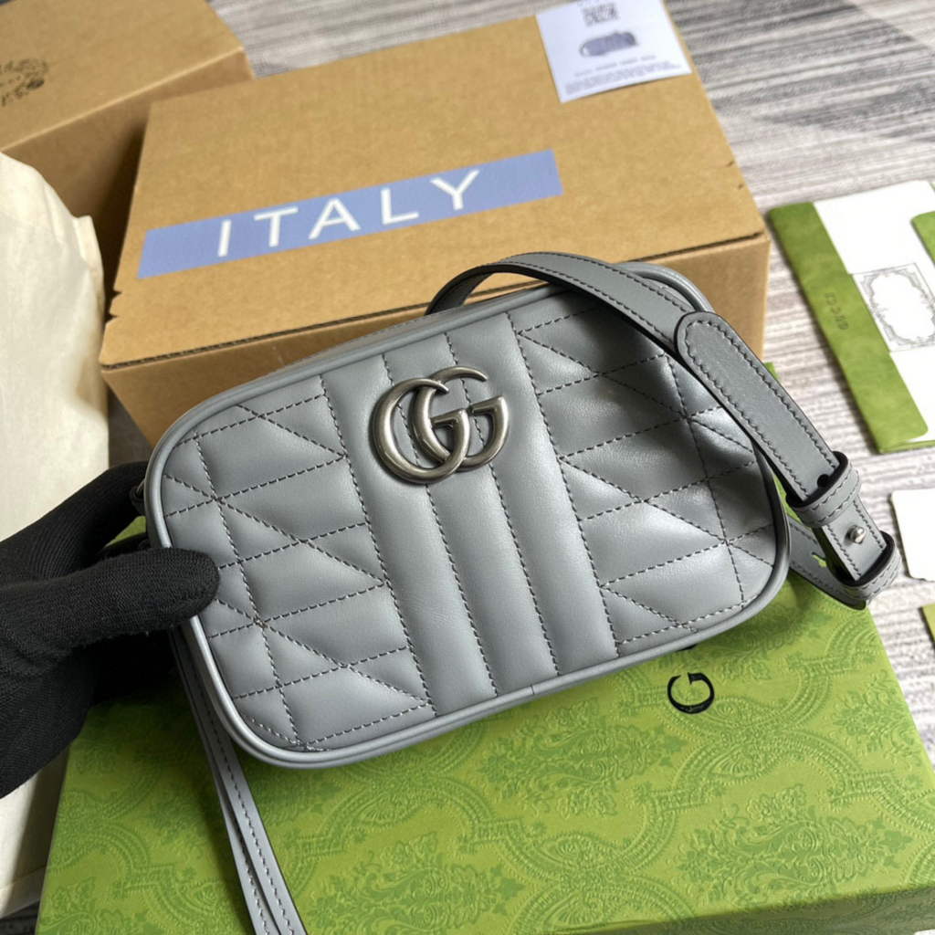 Gucci 634936 GG Marmont Mini Shoulder Bag Gray