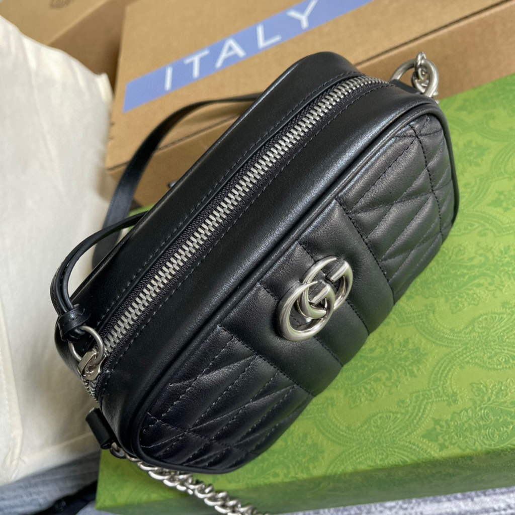 Gucci 634936 GG Marmont Mini Shoulder Bag Black