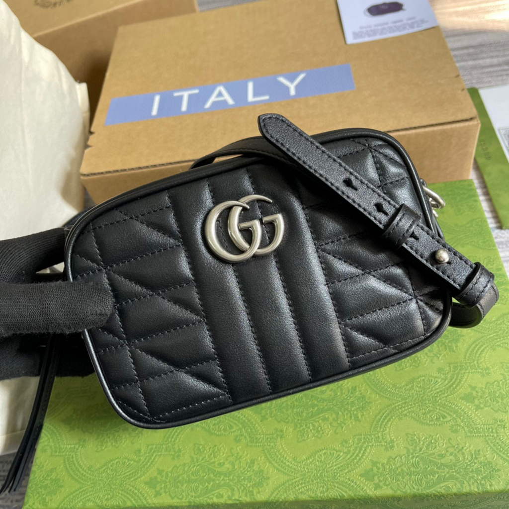 Gucci 634936 GG Marmont Mini Shoulder Bag Black