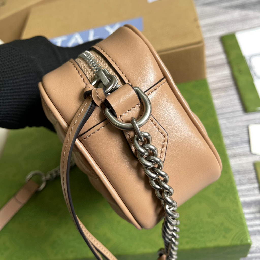 Gucci 634936 GG Marmont Mini Shoulder Bag Apricot