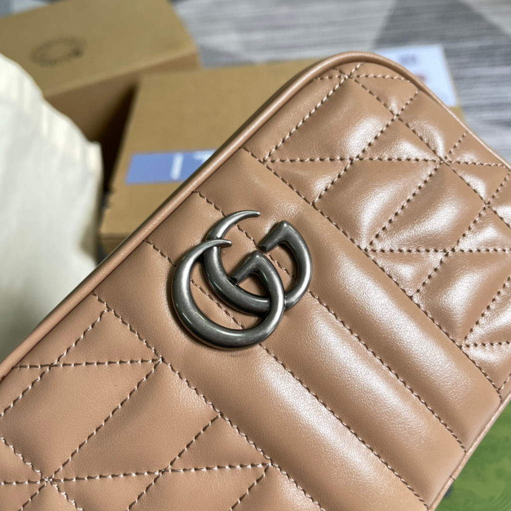 Gucci 634936 GG Marmont Mini Shoulder Bag Apricot