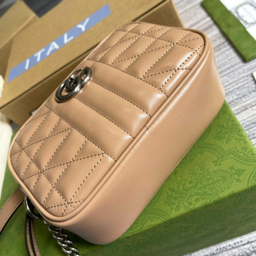 Gucci 634936 GG Marmont Mini Shoulder Bag Apricot