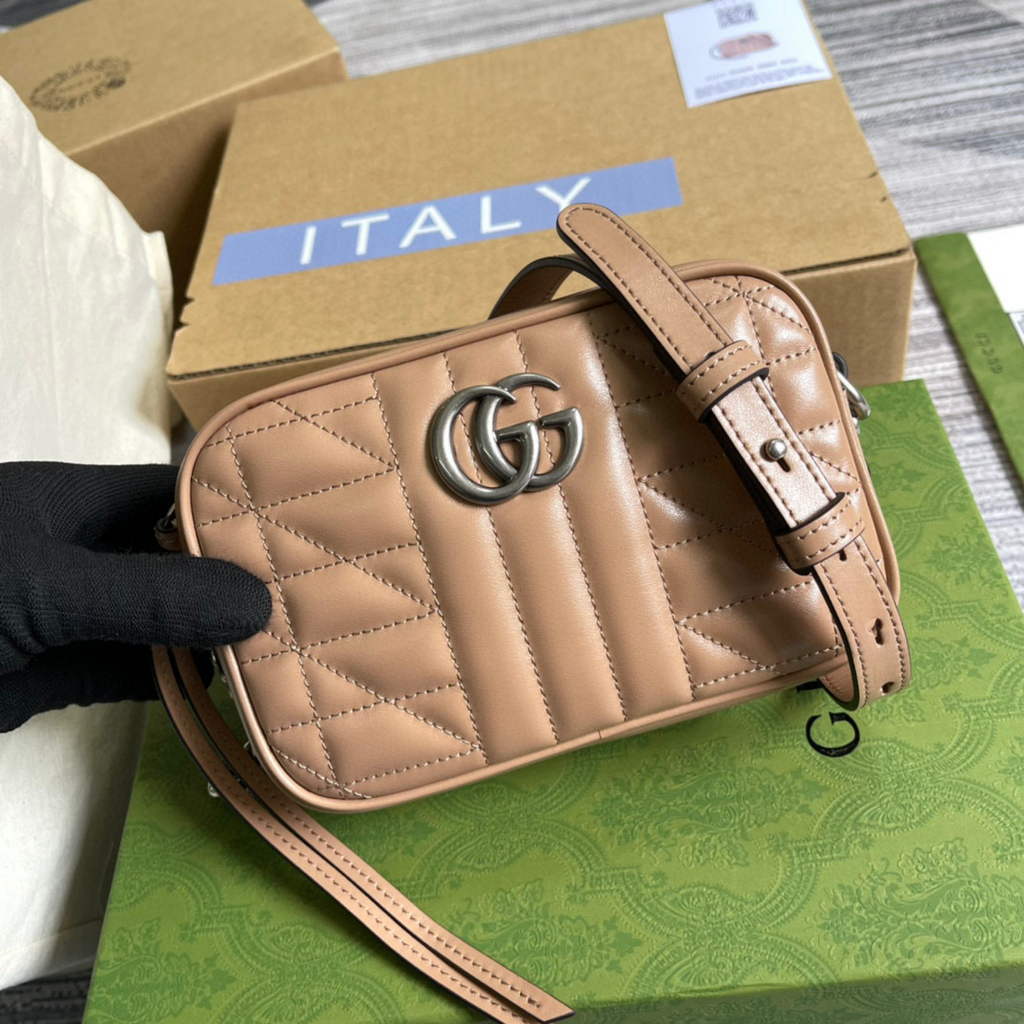 Gucci 634936 GG Marmont Mini Shoulder Bag Apricot