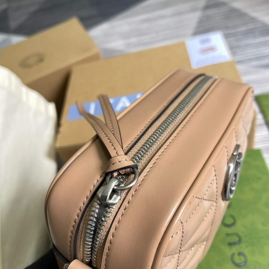 Gucci 634936 GG Marmont Mini Shoulder Bag Apricot