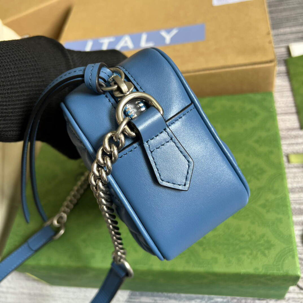 Gucci 634936 GG Marmont Mini Shoulder Bag Blue