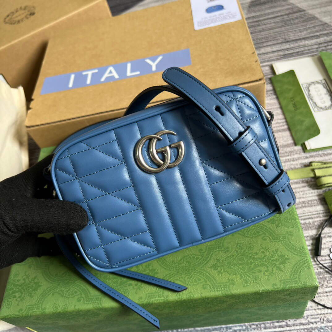 Gucci 634936 GG Marmont Mini Shoulder Bag Blue