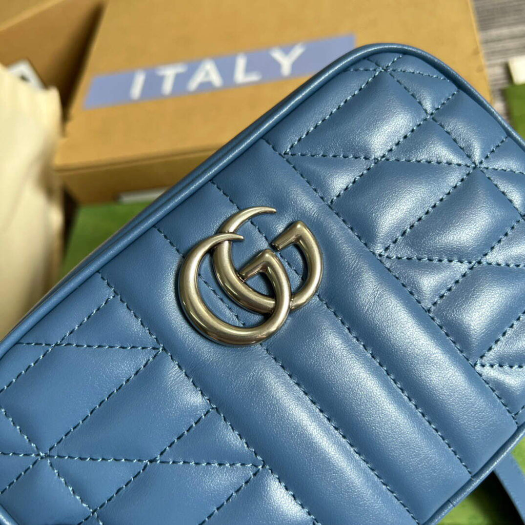 Gucci 634936 GG Marmont Mini Shoulder Bag Blue