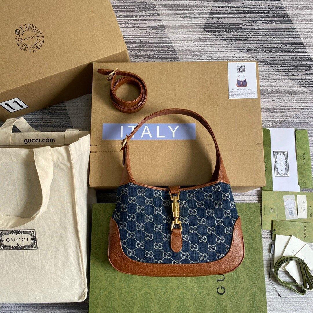 Gucci 636706 Jackie 1961 Small Shoulder Bag Dark Blue - luxibagsmall