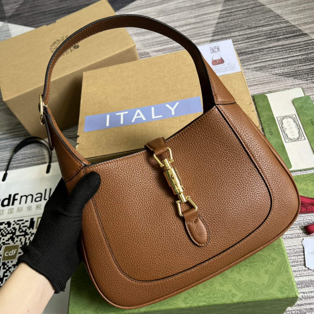 Gucci 636709 Jackie 1961 Small Natural Grain Bag Brown