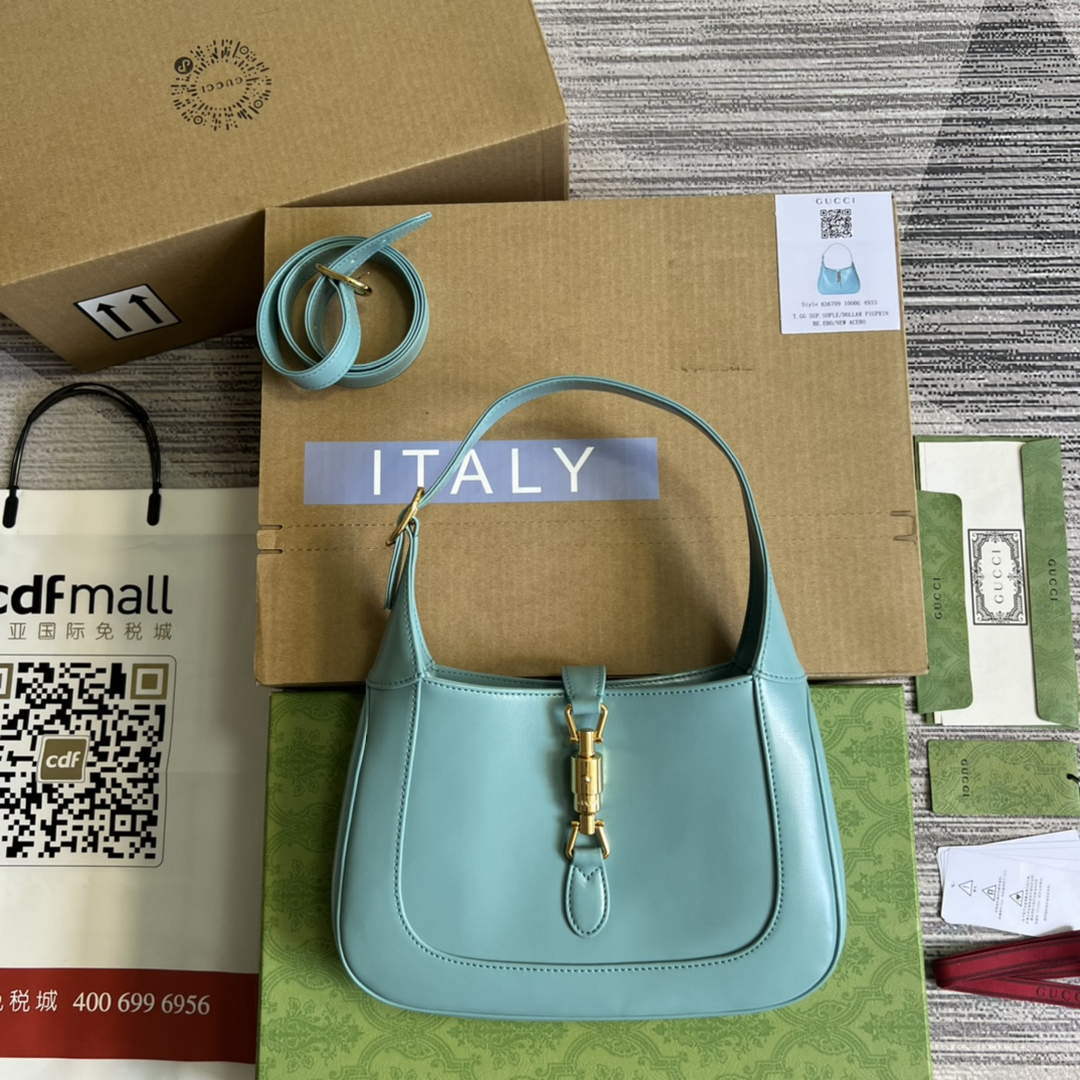 Gucci 636709 Jackie 1961 Small Shoulder Bag Light blue - Default Title - View 1