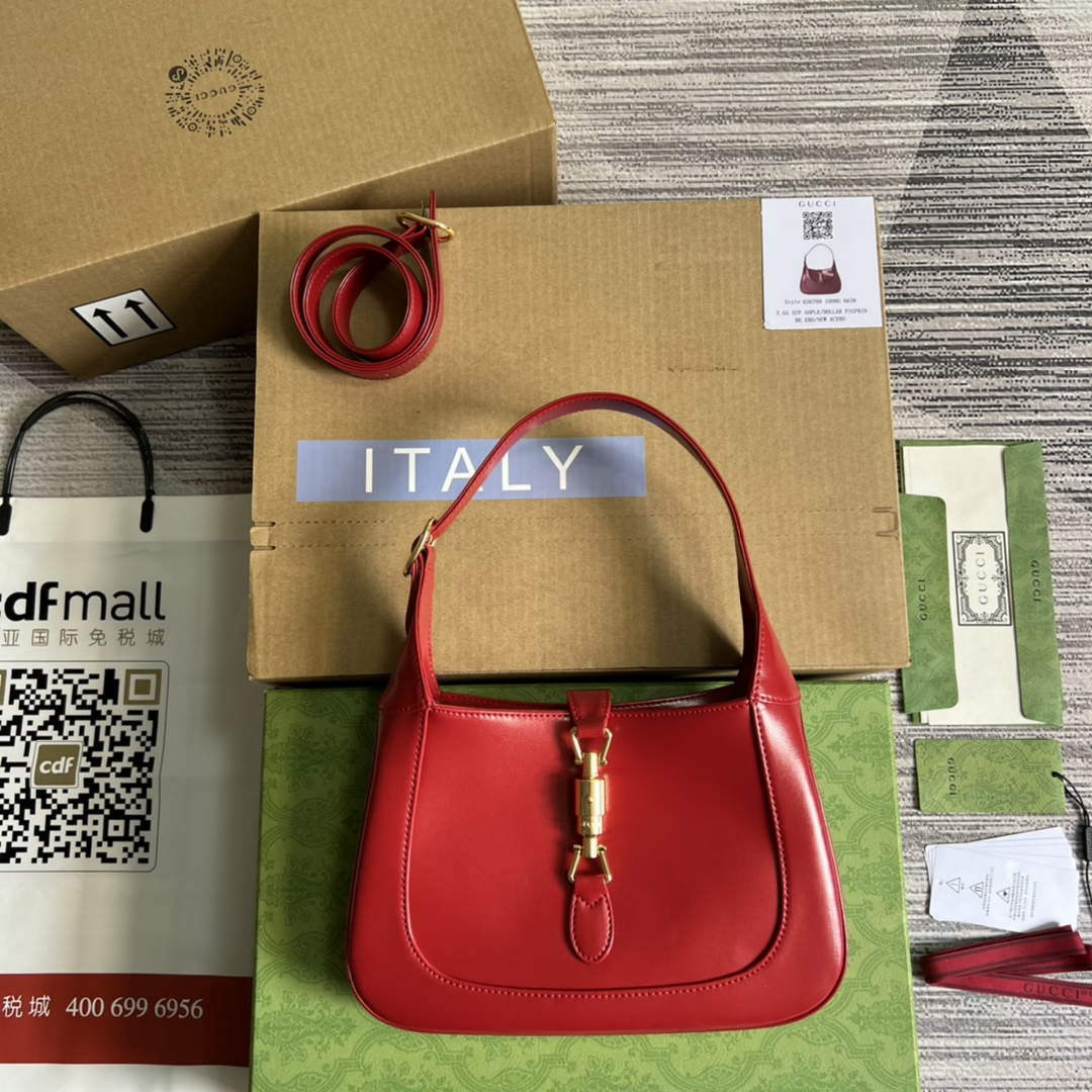 Gucci 636709 Jackie 1961 Small Shoulder Bag Red - Default Title - View 1