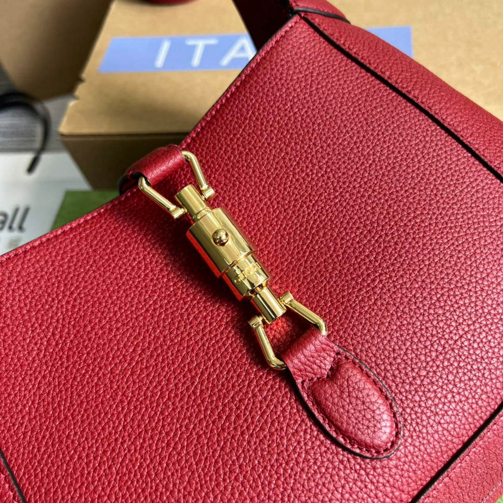 Gucci 636709 Jackie 1961 Small Natural Grain Bag Red