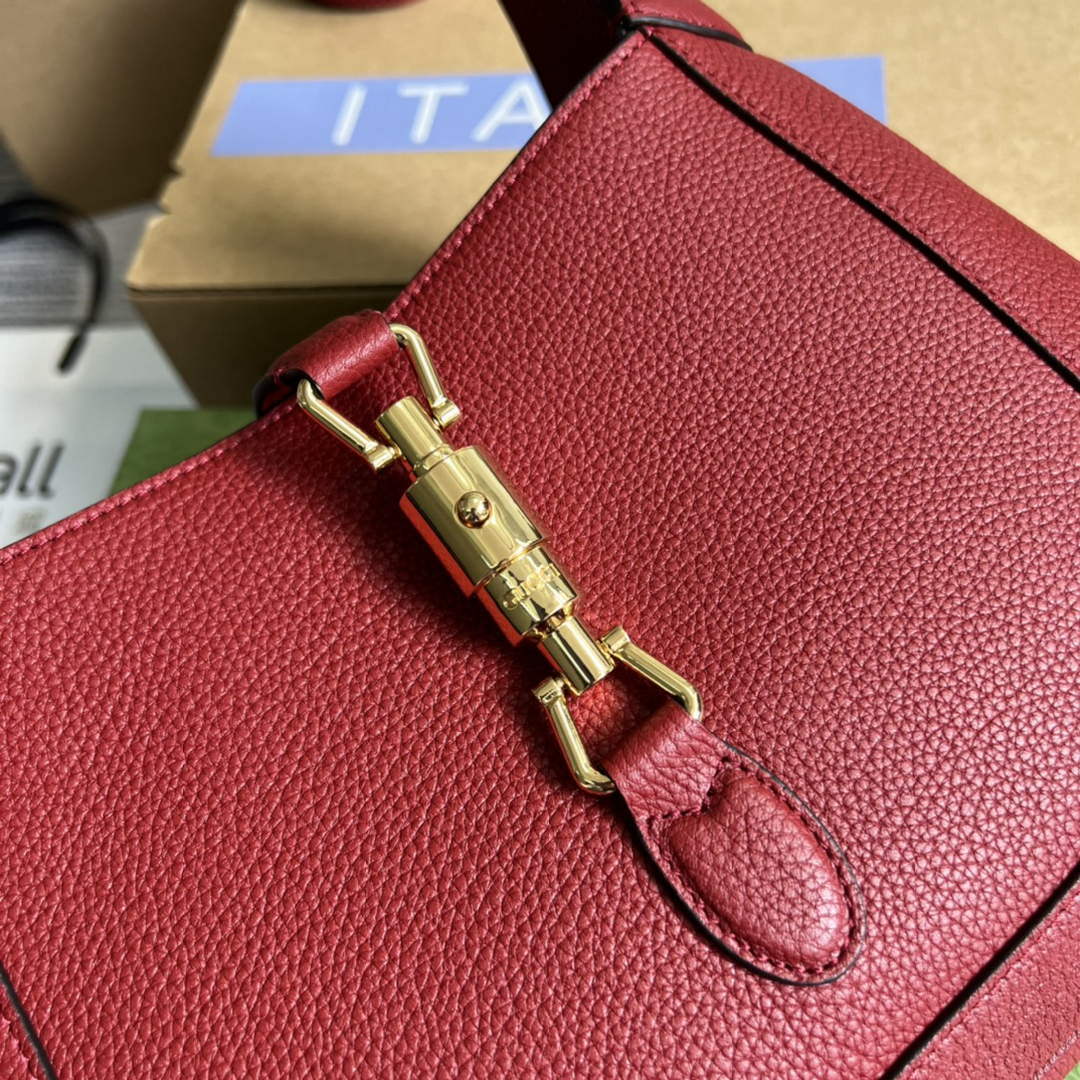 Gucci 636709 Jackie 1961 Small Natural Grain Bag Red