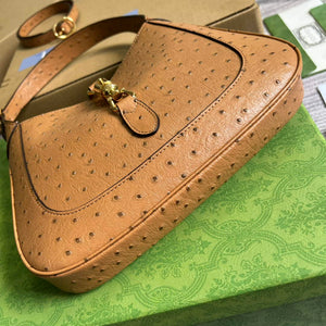 Gucci 636709 Jackie 1961 Small Ostrich skin Bag Brown - Default Title - View 5