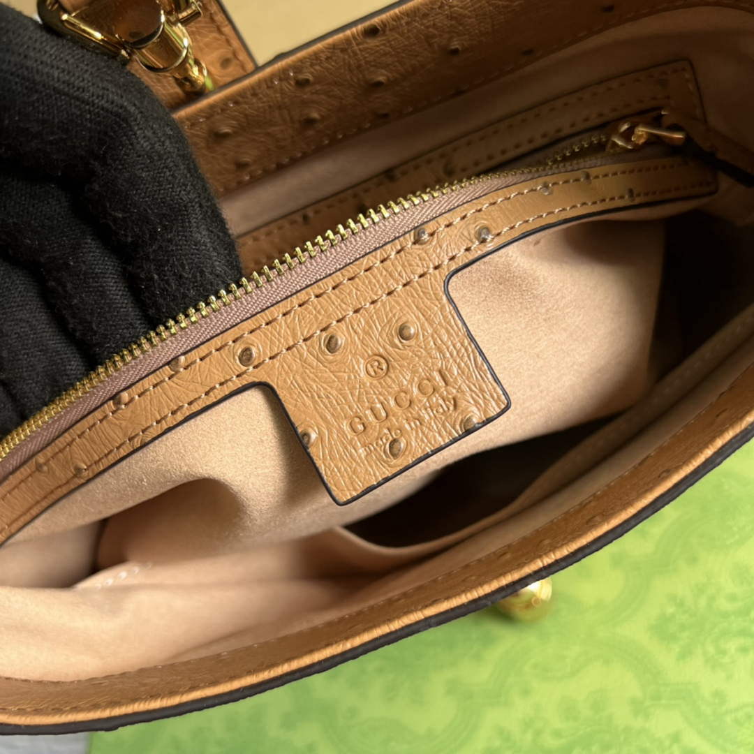 Gucci 636709 Jackie 1961 Small Ostrich skin Bag Brown - Default Title - View 9