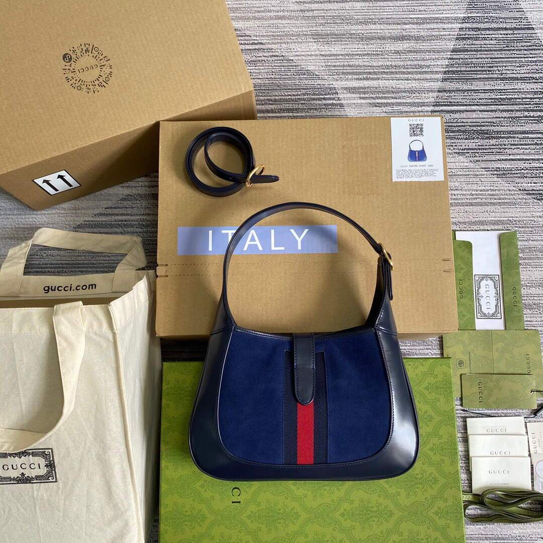 Gucci 636709 Jackie 1961 Small Shoulder Bag Dark Blue