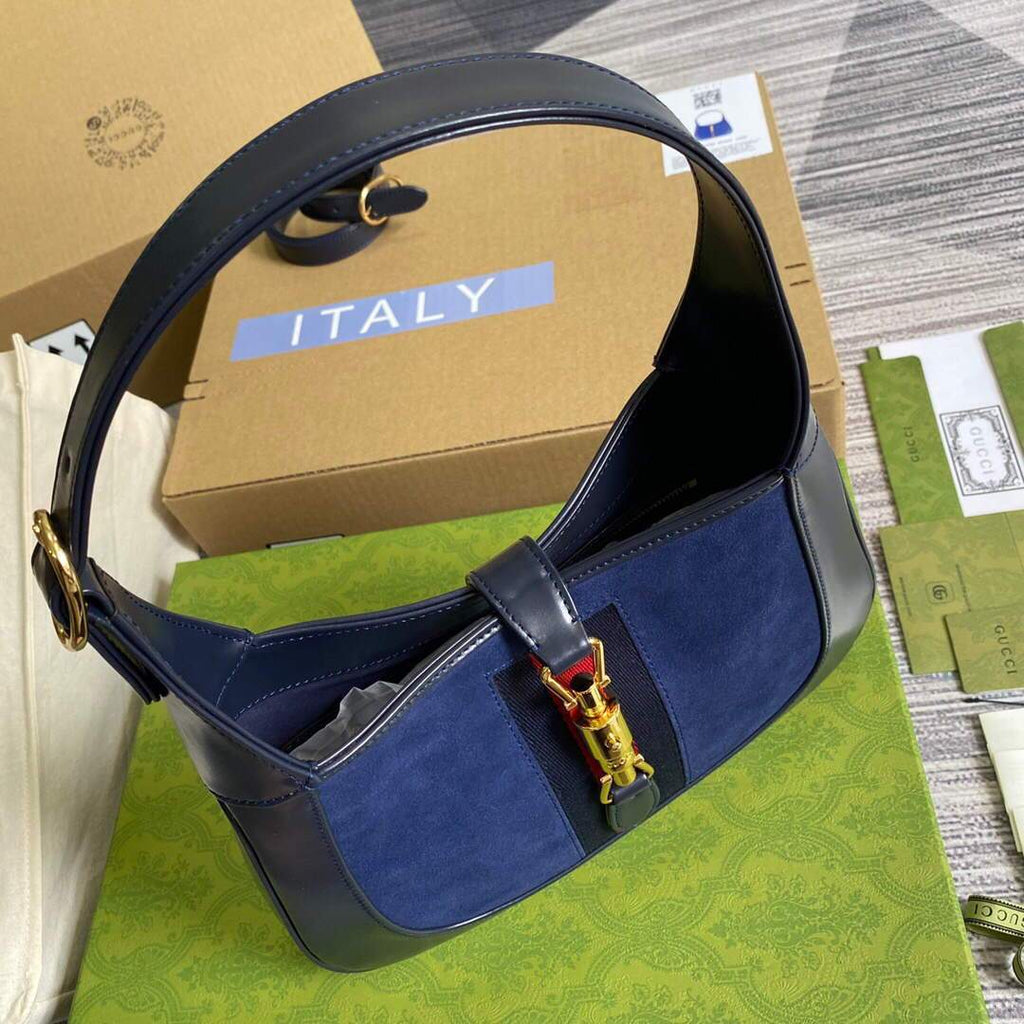 Gucci 636709 Jackie 1961 Small Shoulder Bag Dark Blue