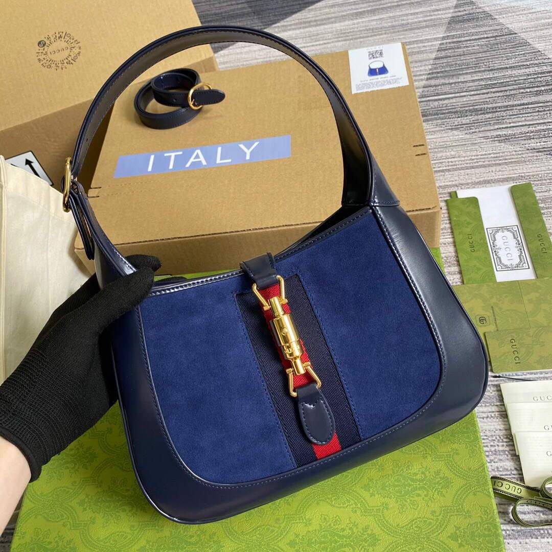 Gucci 636709 Jackie 1961 Small Shoulder Bag Dark Blue