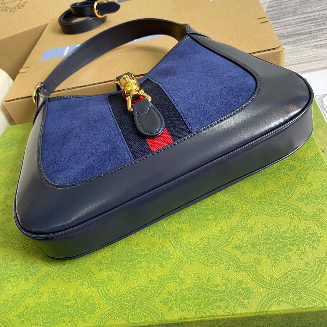 Gucci 636709 Jackie 1961 Small Shoulder Bag Dark Blue