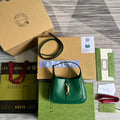 Gucci 637091 Jackie 1961 Mini Ostrich skin Shoulder Bag Green - Default Title - View 1