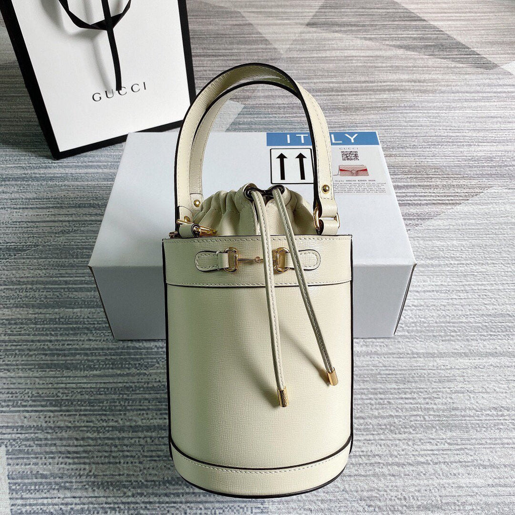 Gucci 637115 Gucci Horsebit 1955 Small Bucket Bag White