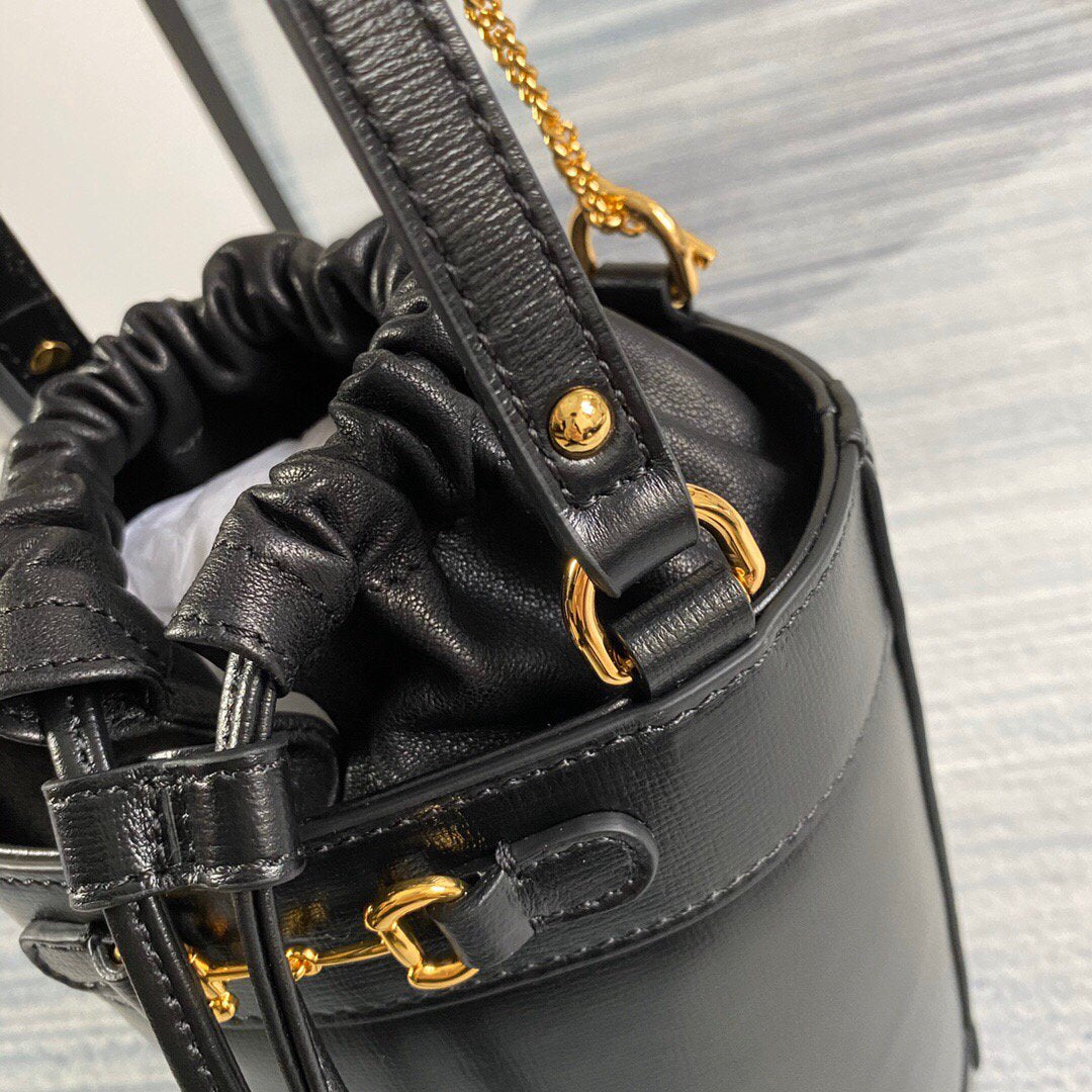 Gucci 637115 Gucci Horsebit 1955 Small Bucket Bag Black