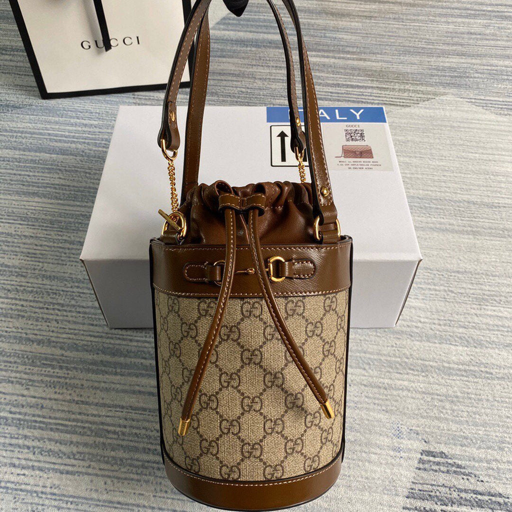 Gucci 637115 Gucci Horsebit 1955 Small Bucket Bag Brown