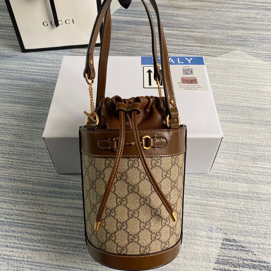 Gucci 637115 Gucci Horsebit 1955 Small Bucket Bag Brown
