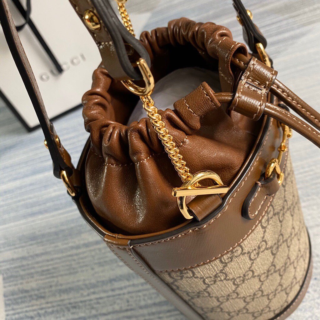 Gucci 637115 Gucci Horsebit 1955 Small Bucket Bag Brown