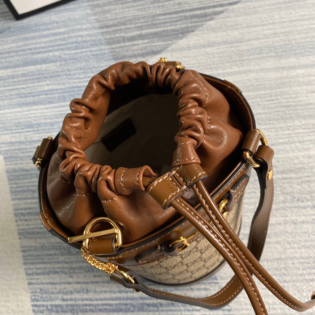 Gucci 637115 Gucci Horsebit 1955 Small Bucket Bag Brown