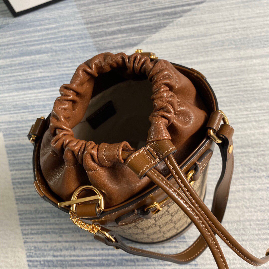 Gucci 637115 Gucci Horsebit 1955 Small Bucket Bag Brown