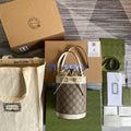 Gucci 637115 Gucci Horsebit 1955 Small Bucket Bag Gray and White