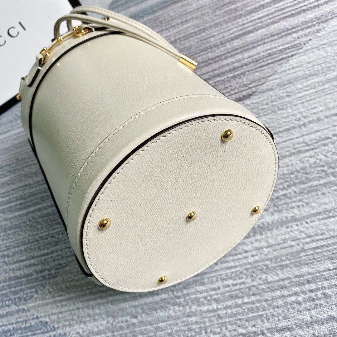 Gucci 637115 Gucci Horsebit 1955 Small Bucket Bag White