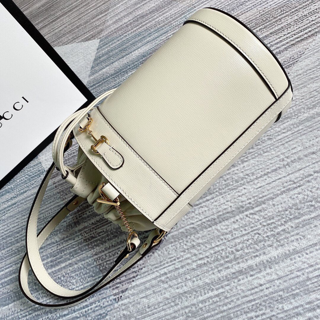 Gucci 637115 Gucci Horsebit 1955 Small Bucket Bag White