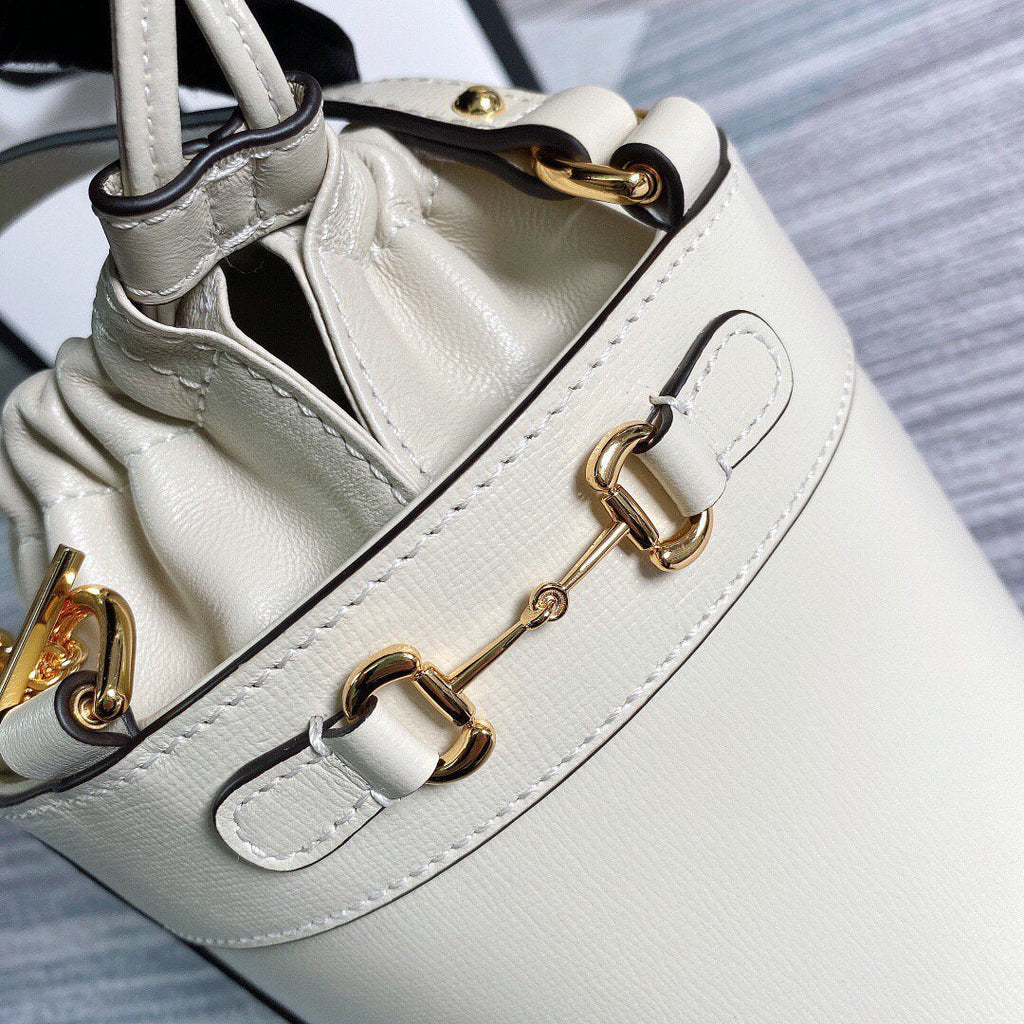 Gucci 637115 Gucci Horsebit 1955 Small Bucket Bag White