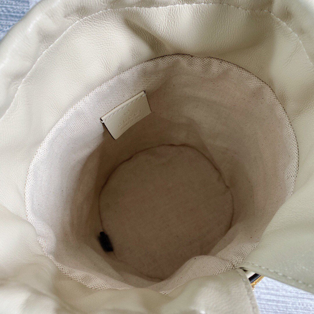 Gucci 637115 Gucci Horsebit 1955 Small Bucket Bag White