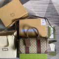 Gucci 645017 GG Small Duffel Bag With Web Brown - Default Title - View 1