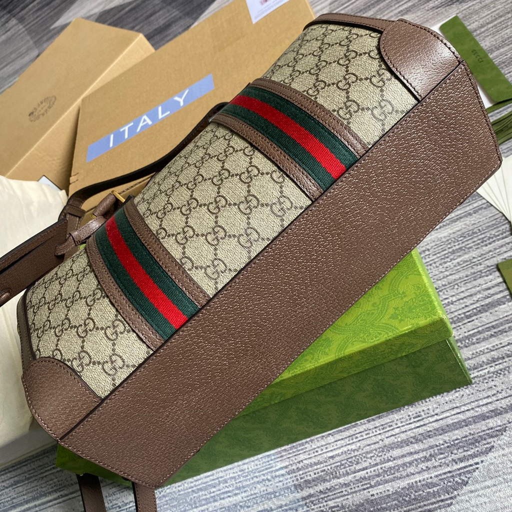 Gucci 645017 GG Small Duffel Bag With Web Brown