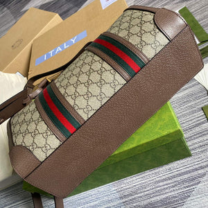 Gucci 645017 GG Small Duffel Bag With Web Brown - Default Title - View 8