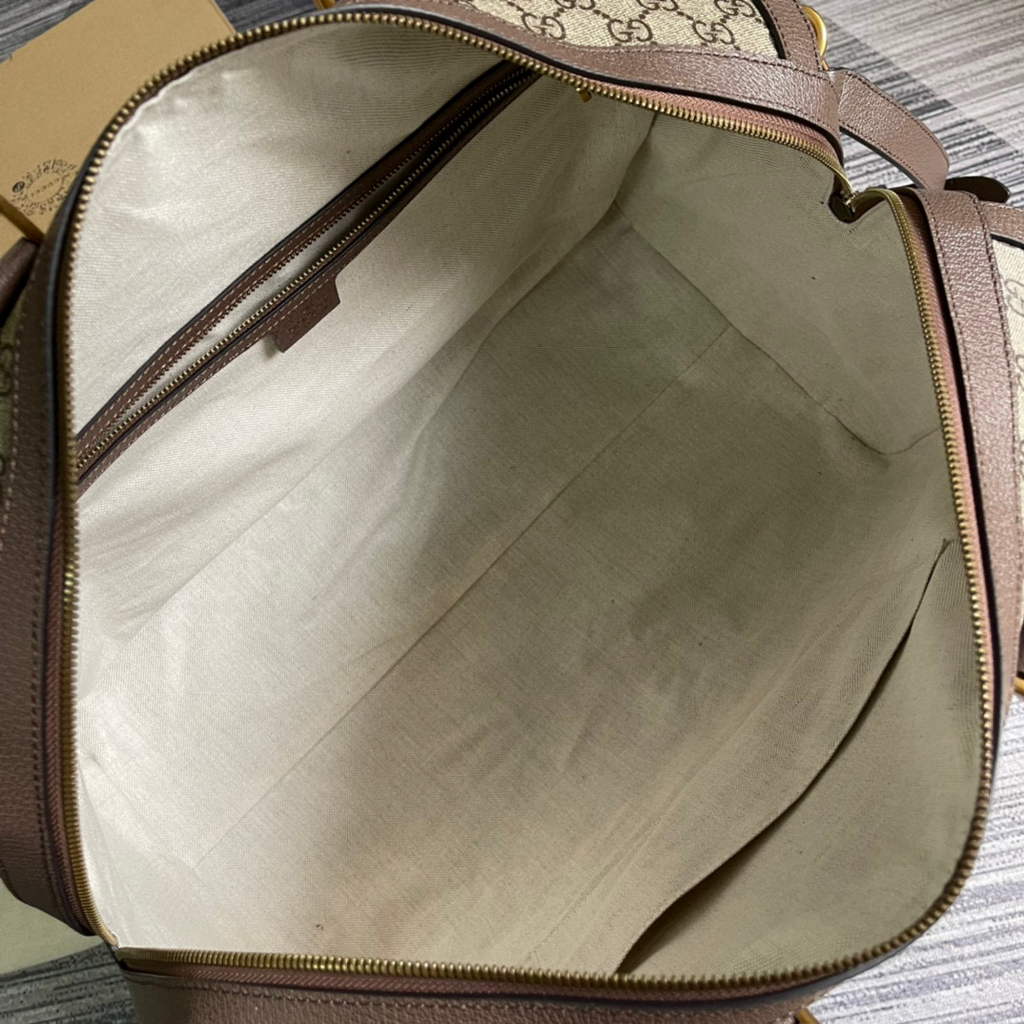 Gucci 645021 GG Duffle Bag With Web Leather Brown