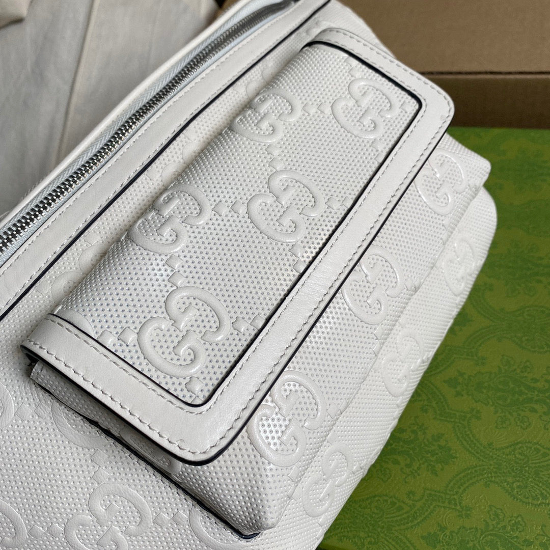 Gucci ?645093 GG embossed belt bag White GG embossed leather