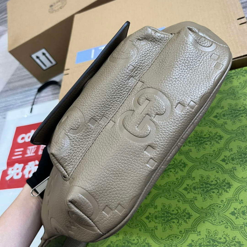 Gucci 645093 Jumbo GG Belt Bag Taupe