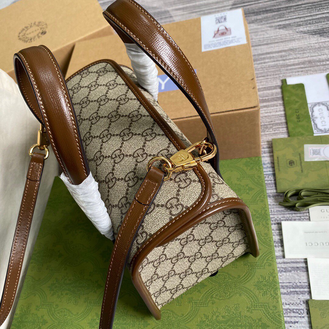 Gucci 645453 Gucci Horsebit 1955 Mini Top Handle Bag Brown