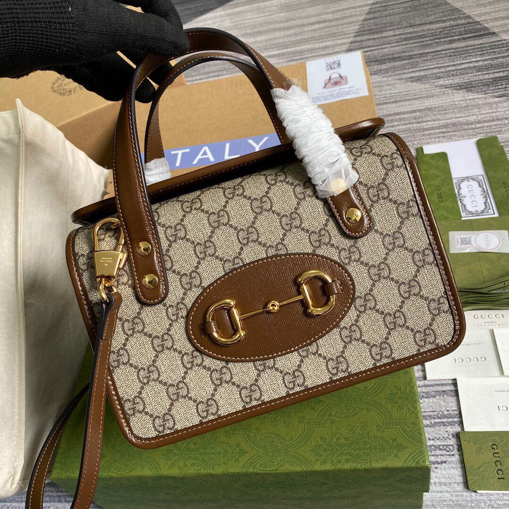 Gucci 645453 Gucci Horsebit 1955 Mini Top Handle Bag Brown