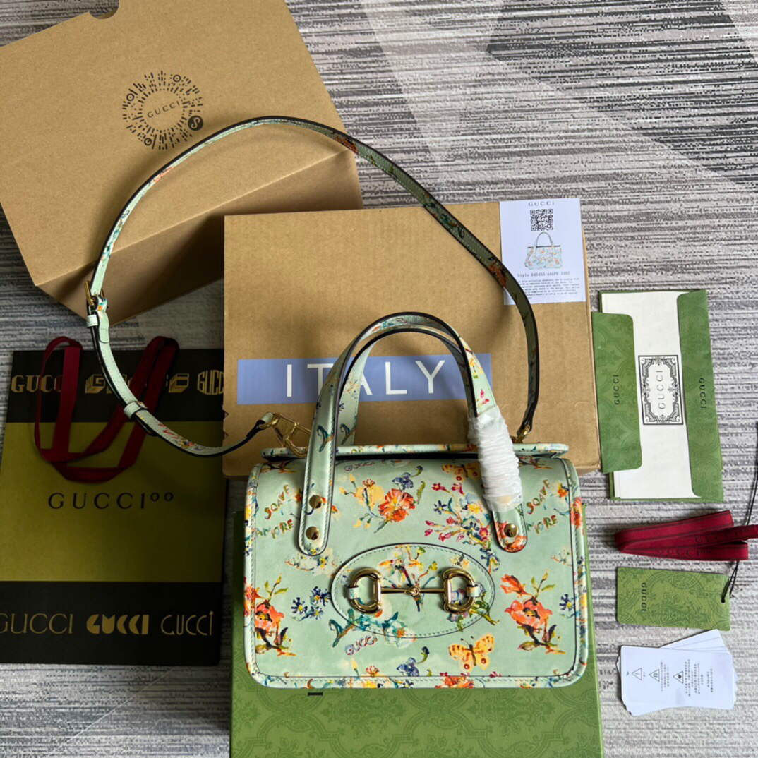 Gucci 645453 Gucci Horsebit 1955 Mini Top Handle Bag Green - Default Title - View 1